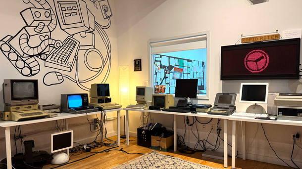 Vintage computers on display in the DAVE Lab