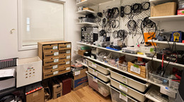Shelves of hardware and electronics supplies