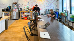 Recursers at the kitchen counter seating